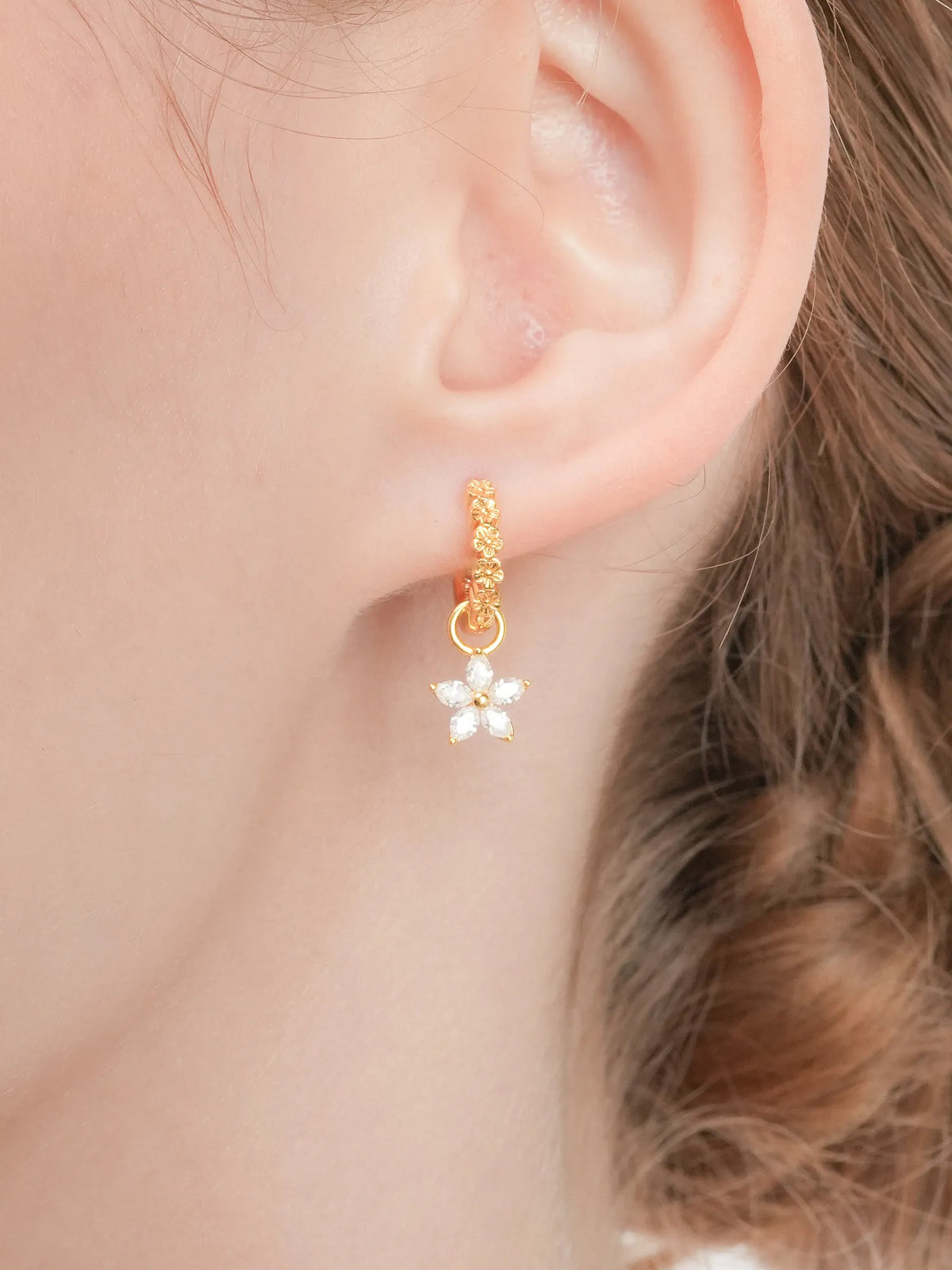 Peach Blossom Huggie Earrings - Reversible