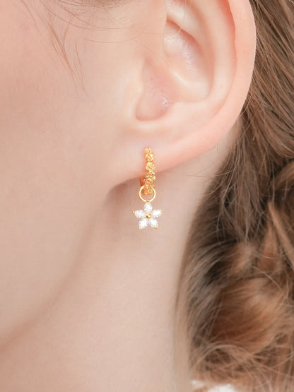 Peach Blossom Huggie Earrings - Reversible