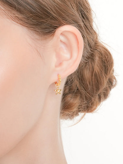 Peach Blossom Huggie Earrings - Reversible