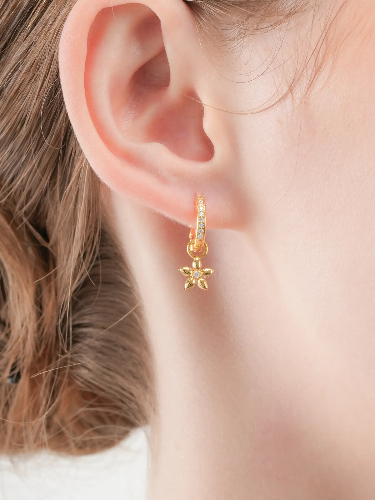 Peach Blossom Huggie Earrings - Reversible
