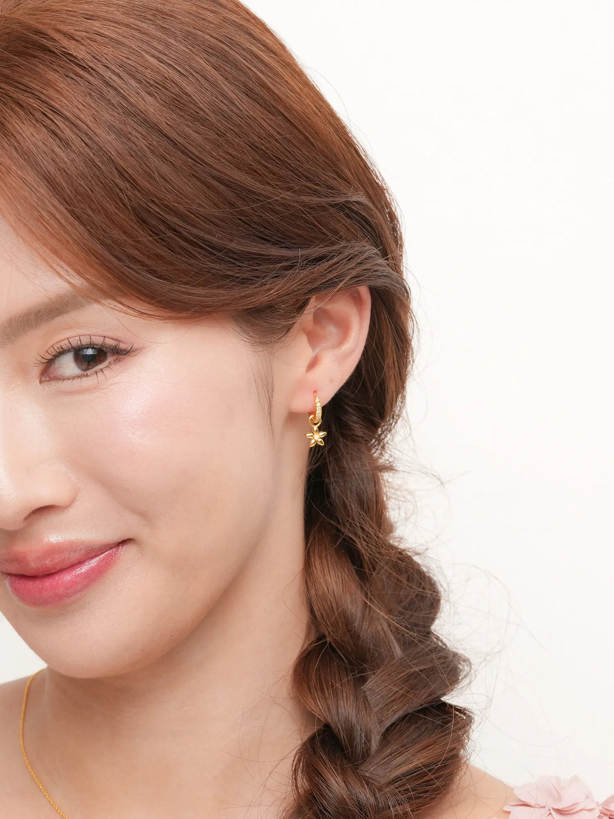 Peach Blossom Huggie Earrings - Reversible