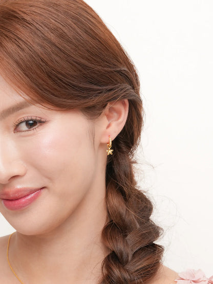Peach Blossom Huggie Earrings - Reversible