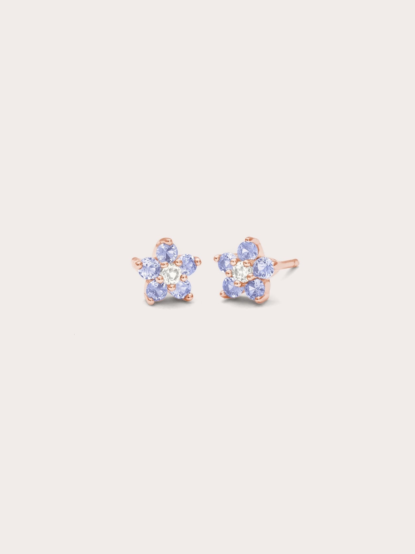 Periwinkle Flower Stud Earrings - Tanzanite