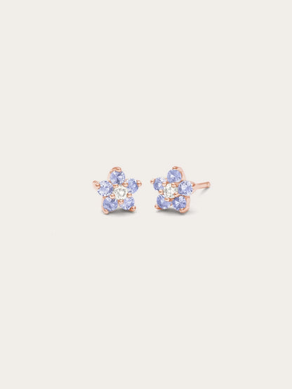 長春花耳環 - 坦桑石