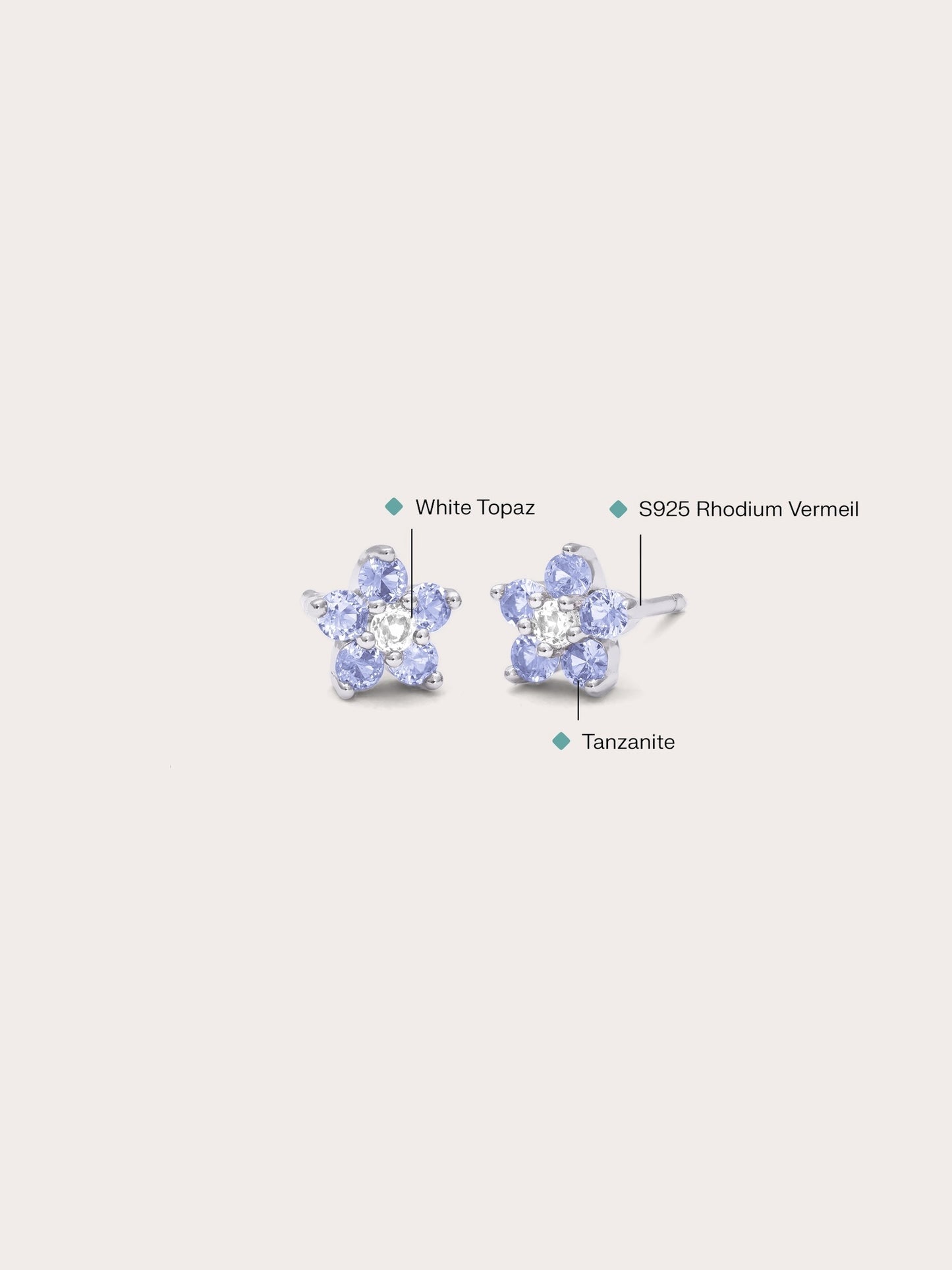 Periwinkle Flower Stud Earrings - Tanzanite