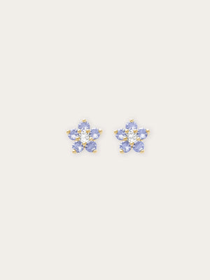 Periwinkle Flower Stud Earrings - Tanzanite