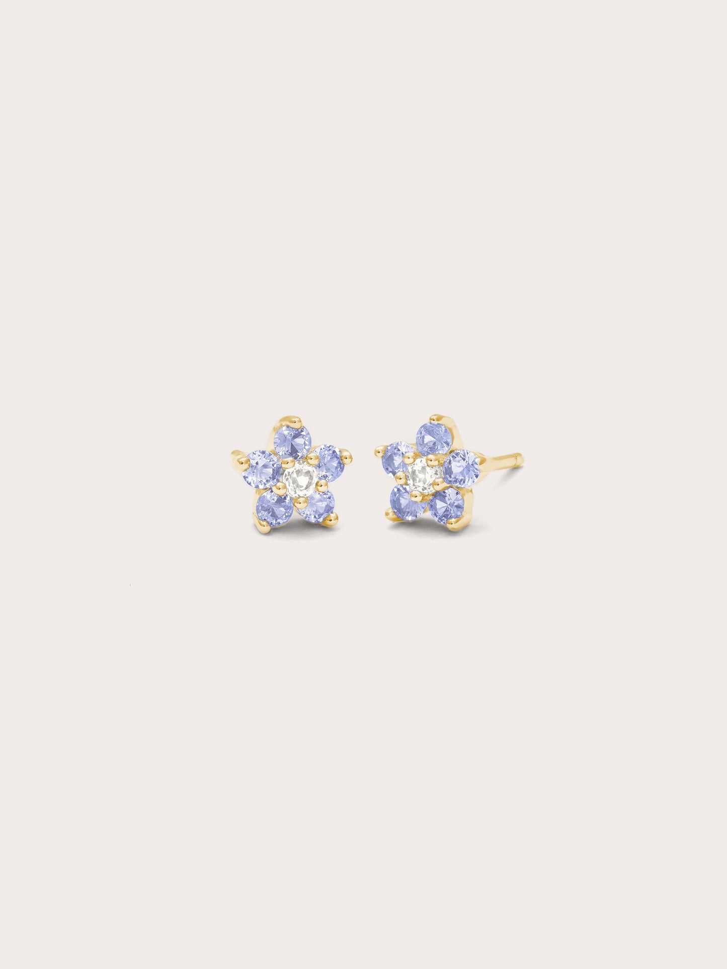 Periwinkle Flower Stud Earrings - Tanzanite