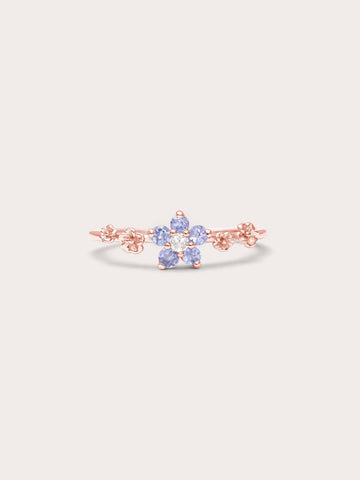 Periwinkle Blossom Ring Tanzanite 18K Rose Gold (2) – Mondays Made Flower & Birthstone Jewelry Singapore
