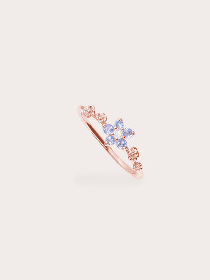 Periwinkle Blossom Ring Tanzanite 18K Rose Gold (3) – Mondays Made Flower & Birthstone Jewelry Singapore