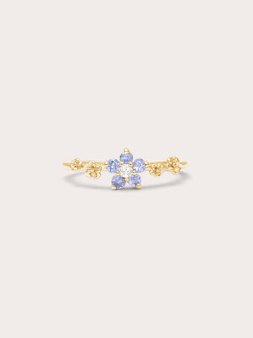 Periwinkle Blossom Ring Tanzanite 18K Gold (1) – Mondays Made Flower & Birthstone Jewelry Singapore