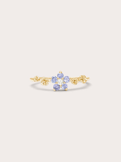 Periwinkle Blossom Ring Tanzanite 18K Gold (1) – Mondays Made Flower & Birthstone Jewelry Singapore