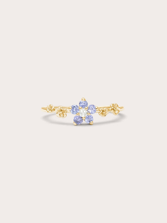 Periwinkle Blossom Ring Tanzanite 18K Gold (1) – Mondays Made Flower & Birthstone Jewelry Singapore