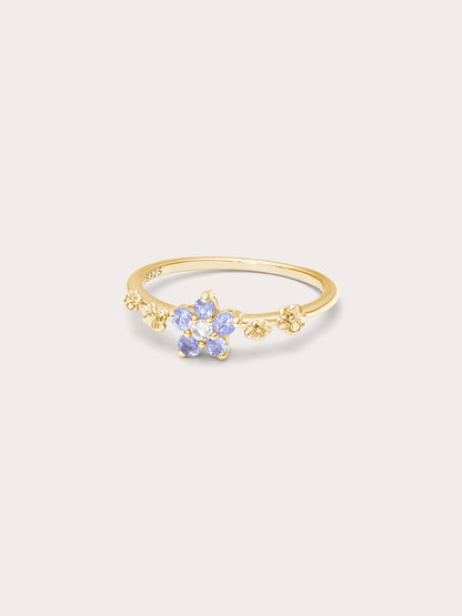 Periwinkle Blossom Ring Tanzanite 18K Gold (2) – Mondays Made Flower & Birthstone Jewelry Singapore