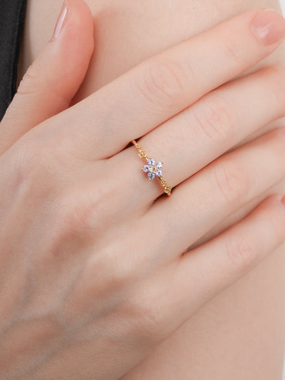 Periwinkle Blossom Ring Tanzanite 18K Gold (4) – Mondays Made Flower & Birthstone Jewelry Singapore
