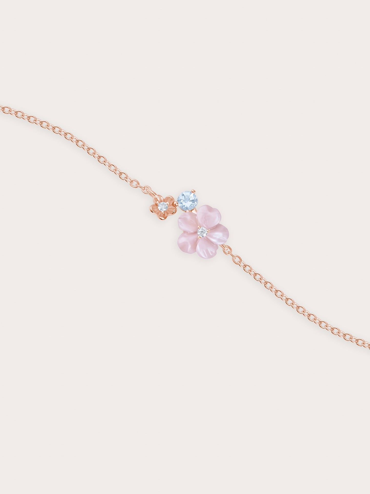 Pink Cluster Flower Bracelet – MOP & Aquamarine