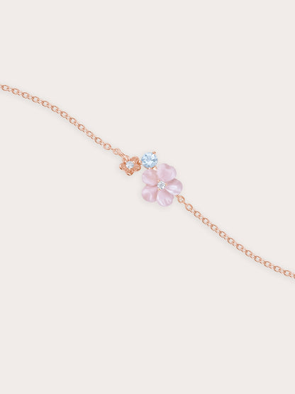 Pink Cluster Flower Bracelet 18K Rose Gold (1) – Mondays Made Flower & Birthstone Jewelry Singapore