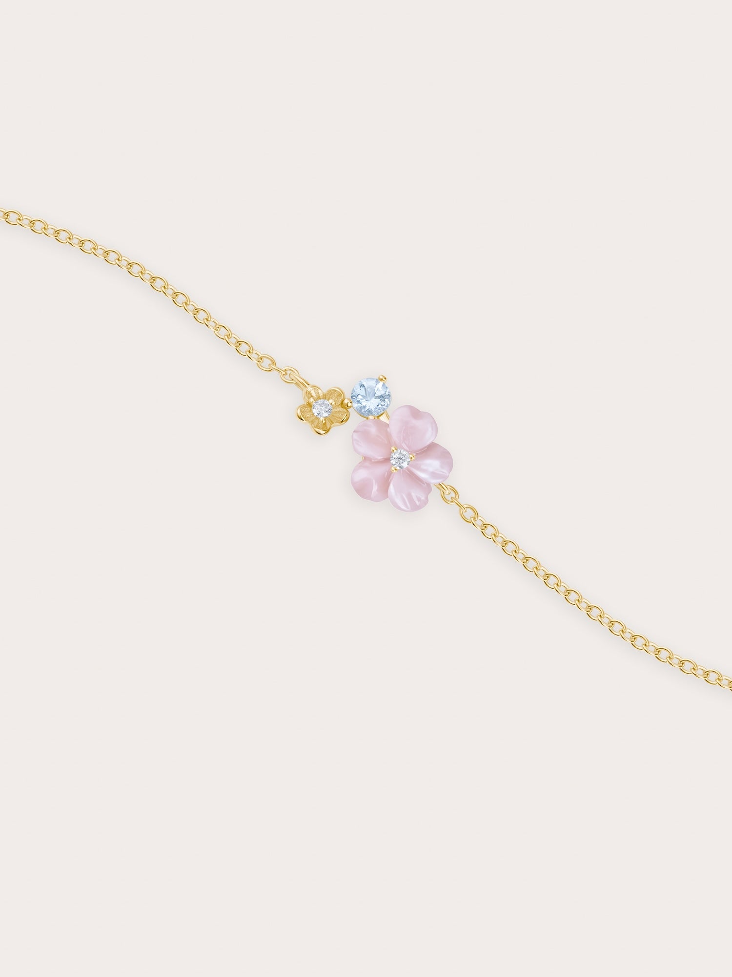 ❤桜(プロフ)さま❤2025年Bracelet❤ Pink Cluster Flower Bracelet – MOP & Aquamarine | Mondays Made