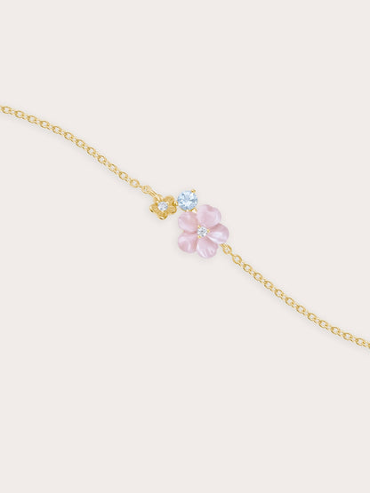 Pink Cluster Flower Bracelet 18K Gold (1) – Mondays Made Flower & Birthstone Jewelry Singapore