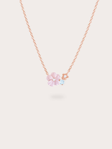 Pink Cluster Flower Necklace 18K Rose Gold (1) – Mondays Made Flower & Birthstone Jewelry Singapore