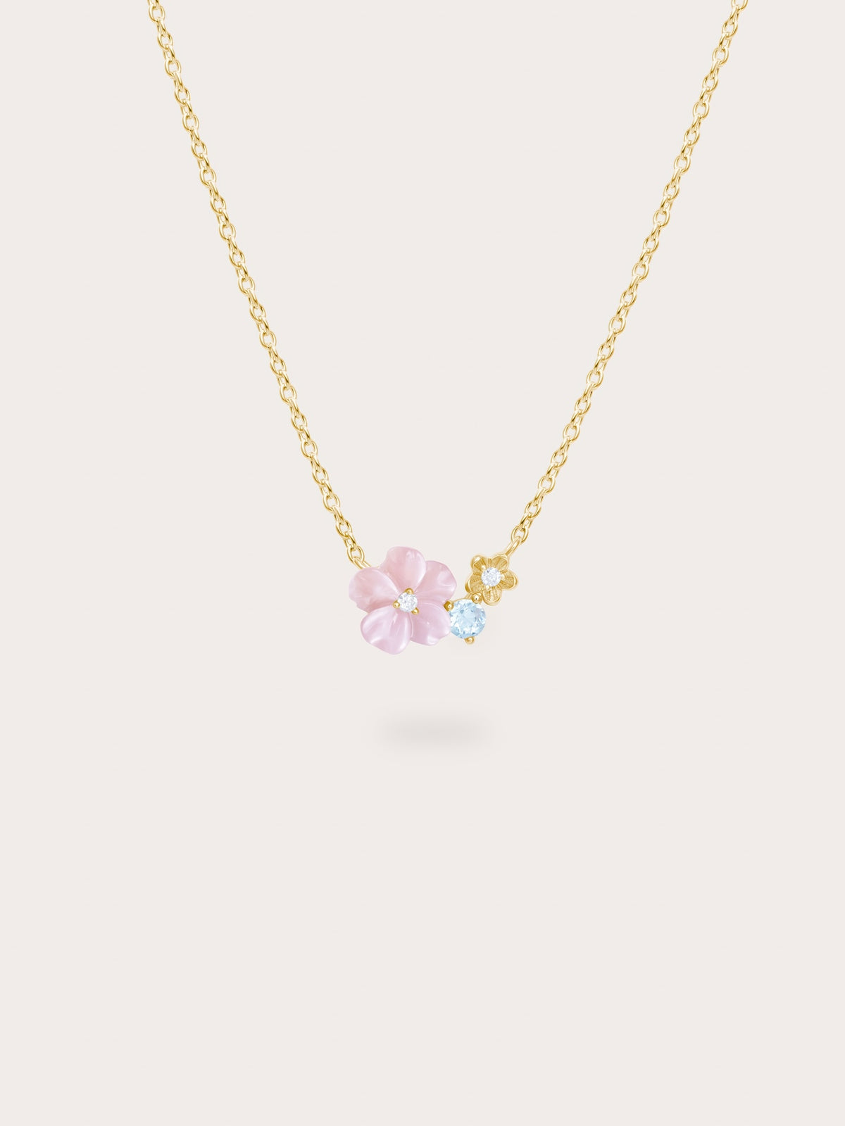 Pink Cluster Flower Necklace 18K Gold (1) – Mondays Made Flower & Birthstone Jewelry Singapore