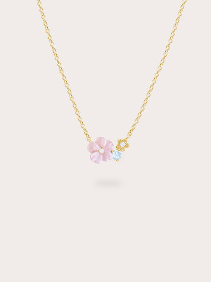 Pink Cluster Flower Necklace 18K Gold (1) – Mondays Made Flower & Birthstone Jewelry Singapore