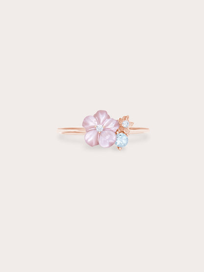 Pink Cluster Flower Ring 18K Rose Gold (1) – Mondays Made Flower & Birthstone Jewelry Singapore
