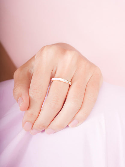 Pink Enamel Moissanite Band Reversible (2) – Mondays Made Flower & Birthstone Jewelry Singapore