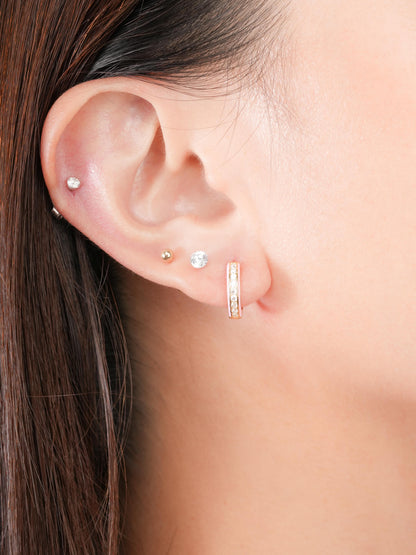 Pink Enamel Moissanite Huggie Earrings Reversible (2) – Mondays Made Flower & Birthstone Jewelry Singapore