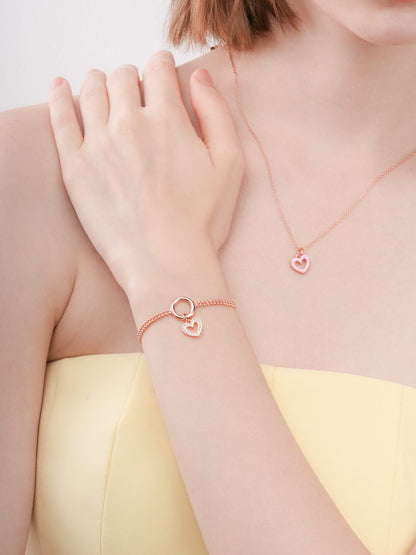 Pink Heart Charm Reversible Enamel Moissanite 18K Rose Gold (2) – Mondays Made Flower & Birthstone Jewelry Singapore