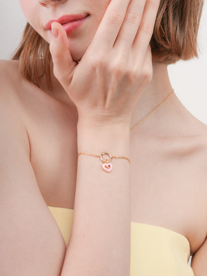Pink Heart Charm Reversible Enamel Moissanite 18K Gold (1) – Mondays Made Flower & Birthstone Jewelry Singapore