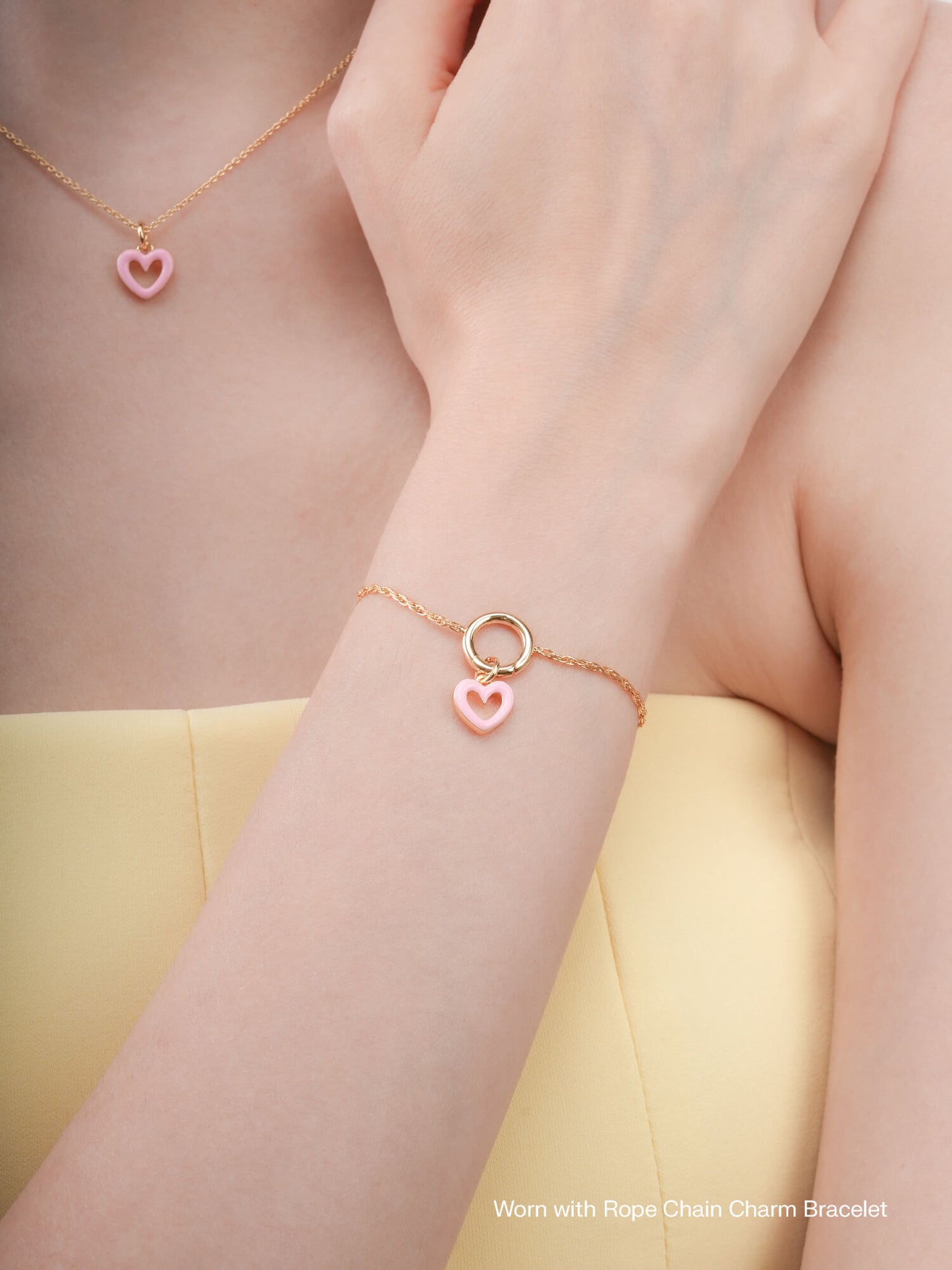 Pink Heart Charm - Reversible Enamel Moissanite