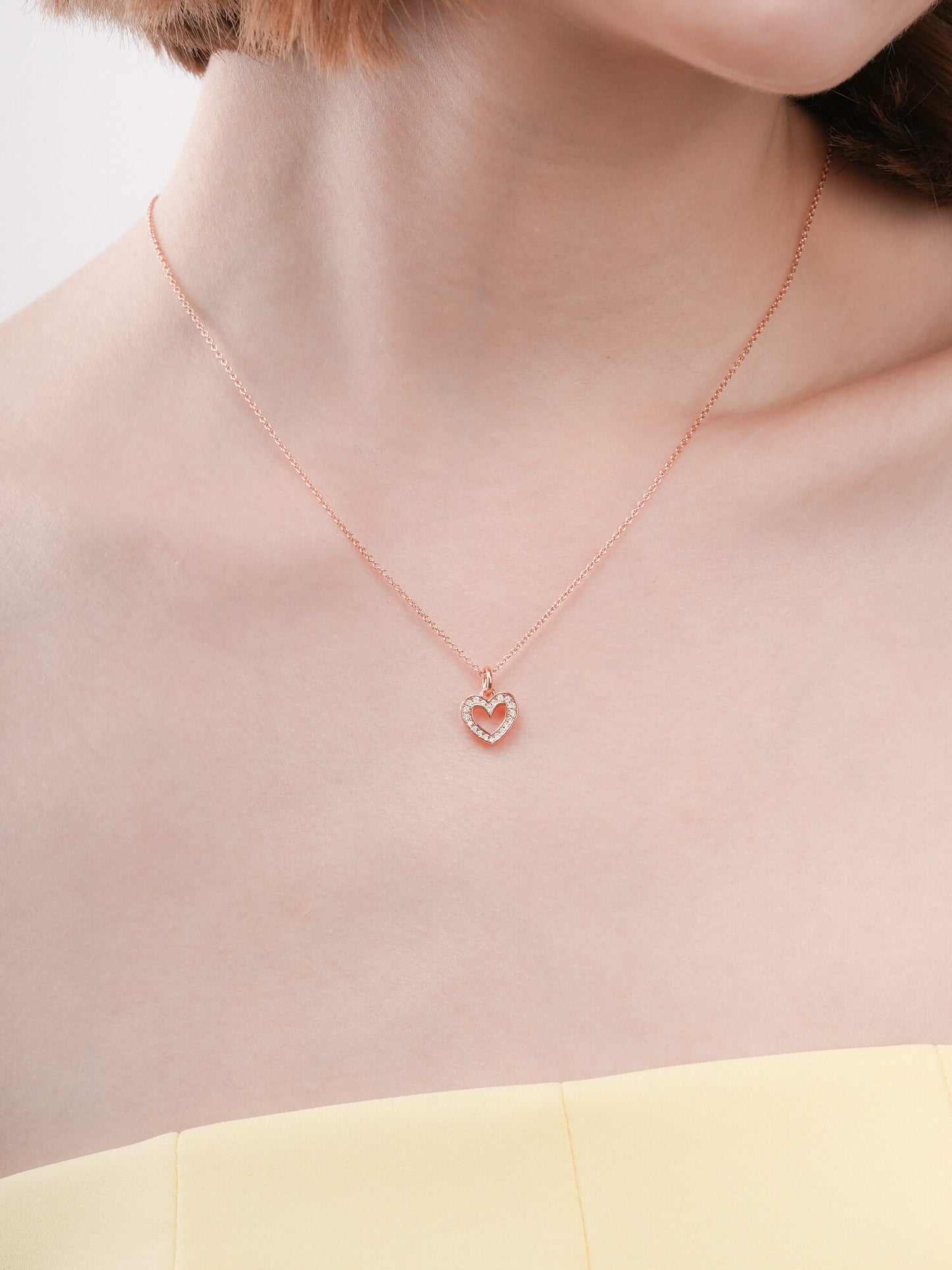 Pink Heart Necklace - Reversible Enamel Moissanite