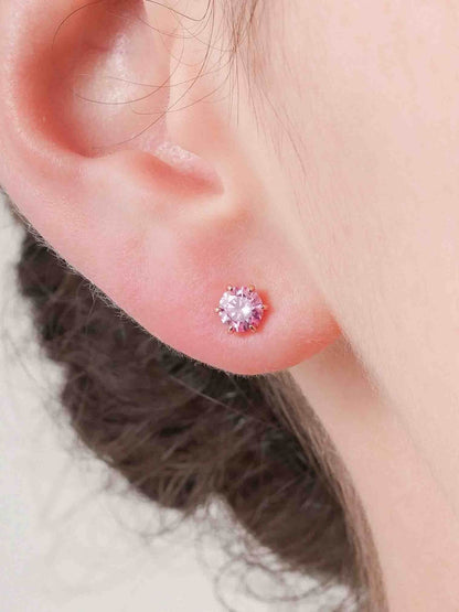 Pink Moissanite Stud Earrings 0.5ct 18K Rose Gold (1) – Mondays Made Flower & Birthstone Jewelry Singapore