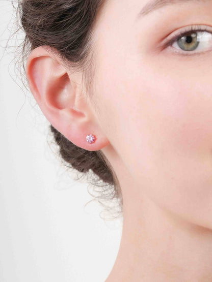 Pink Moissanite Stud Earrings 0.5ct 18K Rose Gold (2) – Mondays Made Flower & Birthstone Jewelry Singapore