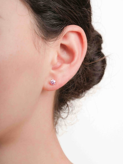 Pink Moissanite Stud Earrings 0.5ct 18K Rose Gold (3) – Mondays Made Flower & Birthstone Jewelry Singapore