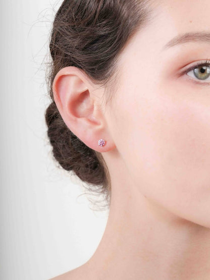 Pink Moissanite Stud Earrings 0.5ct S925 Silver Rhodium (2) – Mondays Made Flower & Birthstone Jewelry Singapore