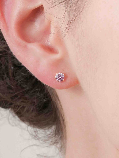 Pink Moissanite Stud Earrings 0.5ct 18K Gold (1) – Mondays Made Flower & Birthstone Jewelry Singapore
