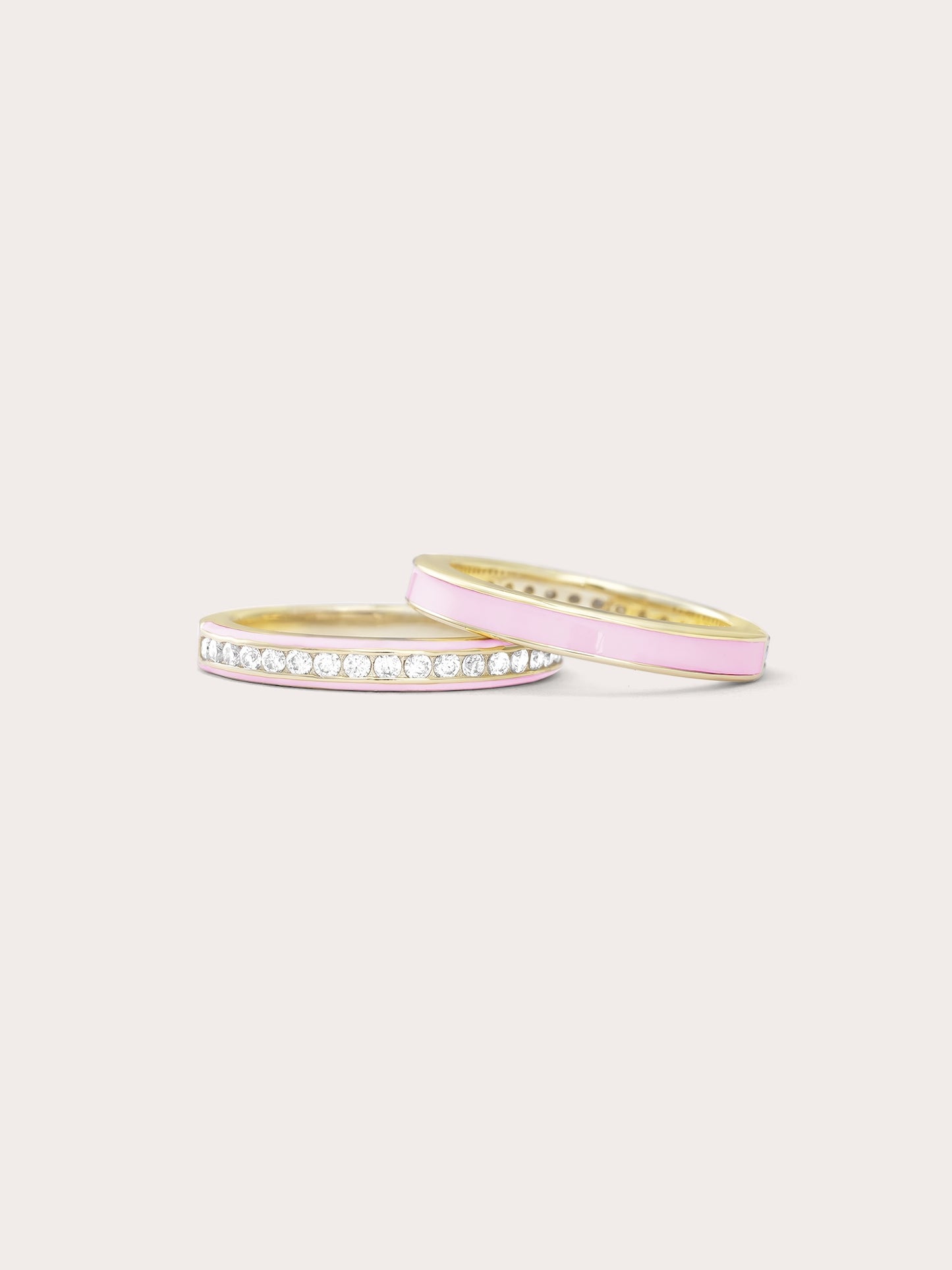 Pink Enamel Moissanite Band - Reversible