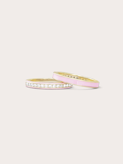 Pink Enamel Moissanite Band Reversible (8) – Mondays Made Flower & Birthstone Jewelry Singapore