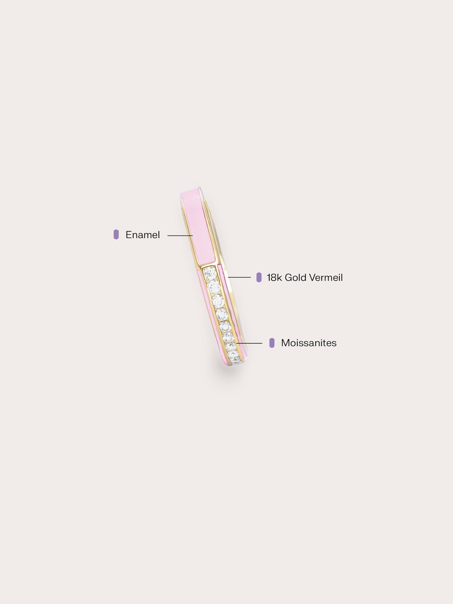Pink Enamel Moissanite Band - Reversible
