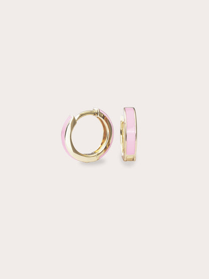 Pink Enamel Moissanite Huggie Earrings Reversible (7) – Mondays Made Flower & Birthstone Jewelry Singapore
