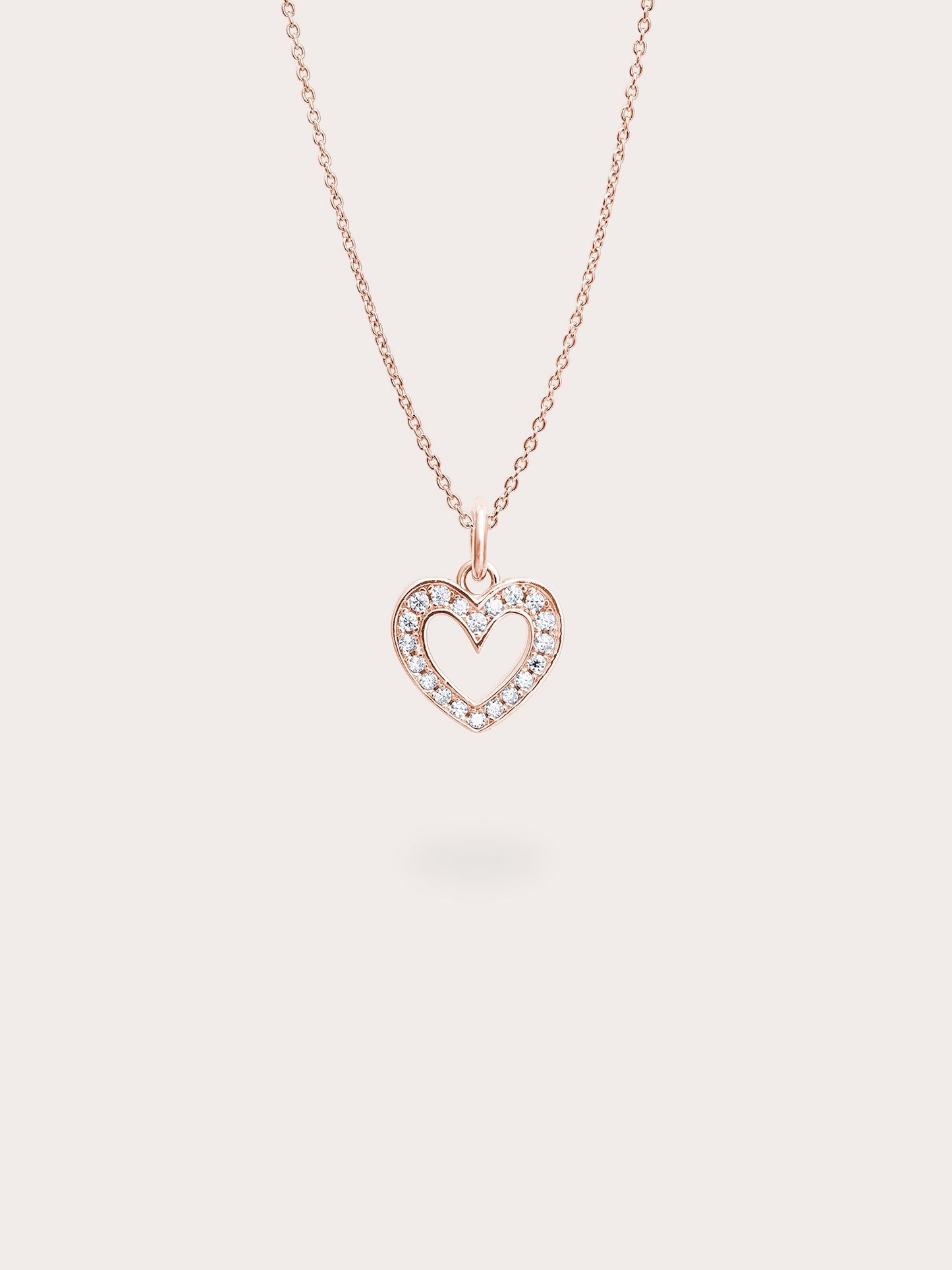 Pink Heart Necklace - Reversible Enamel Moissanite