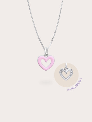 Pink Heart Necklace S925 Silver Rhodium (2) – Mondays Made Flower & Birthstone Jewelry Singapore