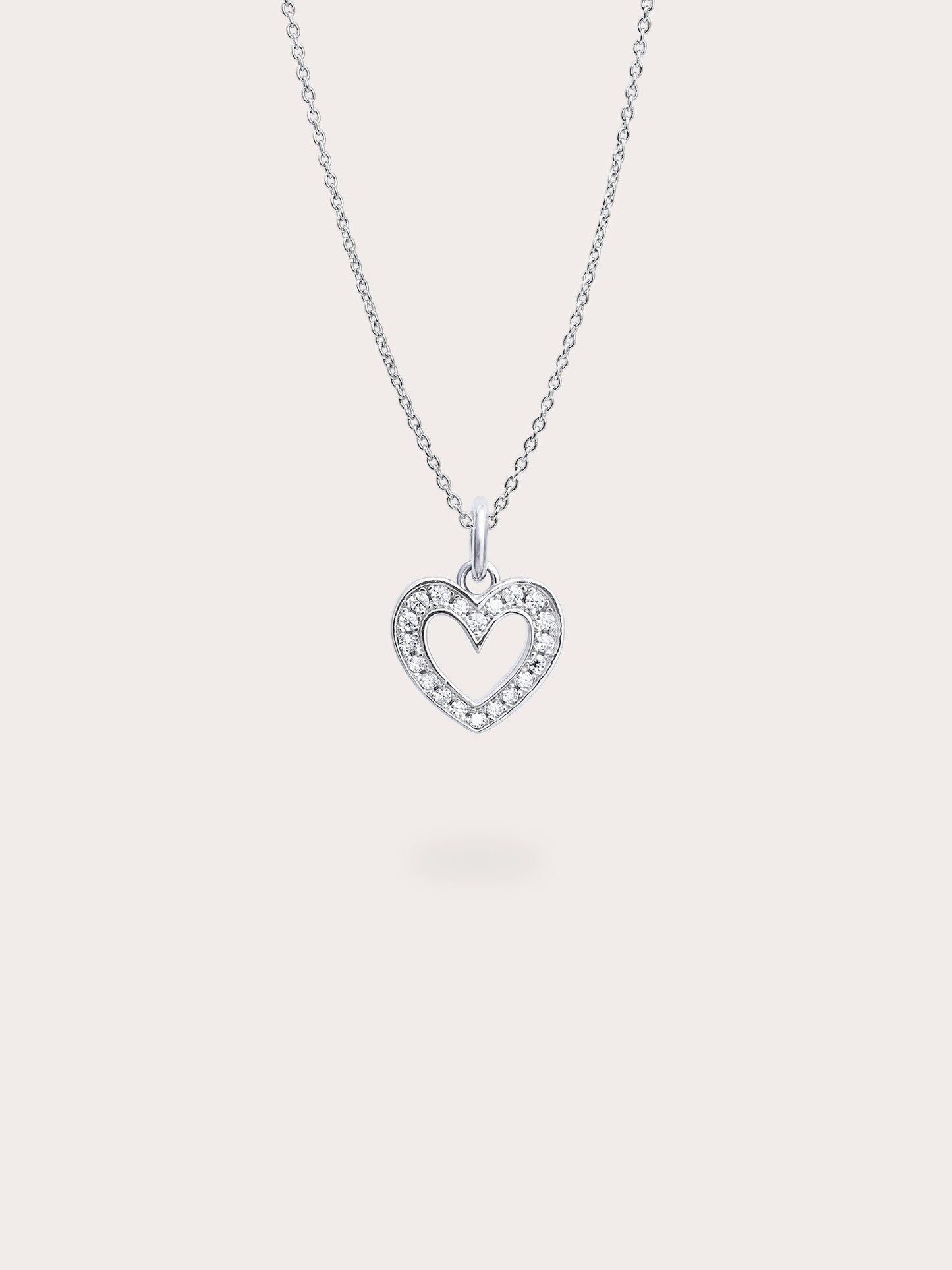 Pink Heart Necklace - Reversible Enamel Moissanite