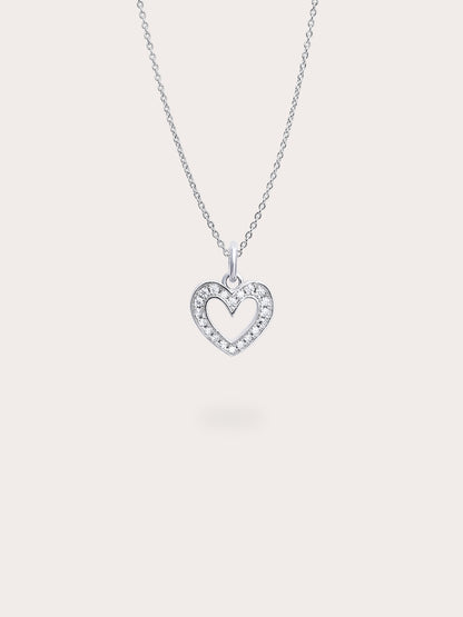 Pink Heart Necklace S925 Silver Rhodium (1) – Mondays Made Flower & Birthstone Jewelry Singapore
