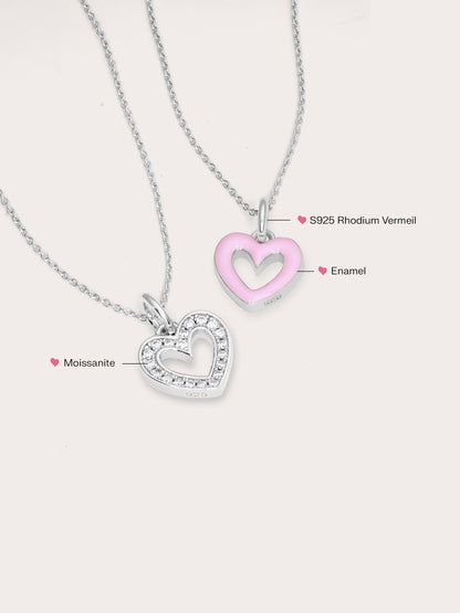 Pink Heart Necklace S925 Silver Rhodium (3) – Mondays Made Flower & Birthstone Jewelry Singapore