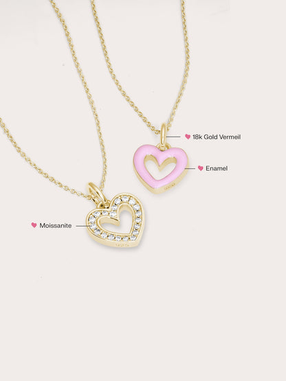 Pink Heart Necklace 18K Gold (3) – Mondays Made Flower & Birthstone Jewelry Singapore