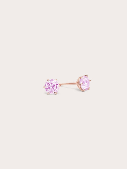 Pink Moissanite Stud Earring 0.5ct 18K Rose Gold (5) – Mondays Made Flower & Birthstone Jewelry Singapore