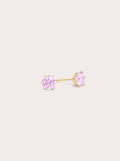 Pink Moissanite Stud Earring 0.5ct 18K Gold (4) – Mondays Made Flower & Birthstone Jewelry Singapore