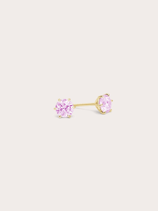 Pink Moissanite Stud Earring 0.5ct 18K Gold (4) – Mondays Made Flower & Birthstone Jewelry Singapore